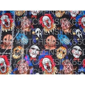 Custom Horror Bad Guys Various Blue 100% Cotton Woven Fabric 1/4 Yard 10”x 56”